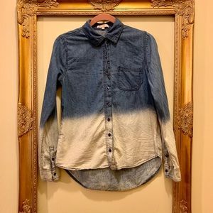 ombré denim button down shirt